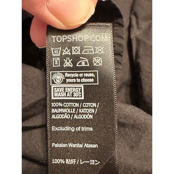 TopShop Black Floral Blouse Size 2 Boho - Picture 6 of 6